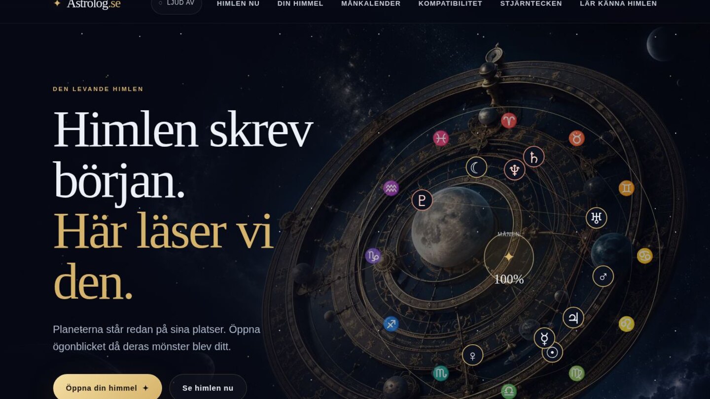 Förstasidan på Astrolog.se