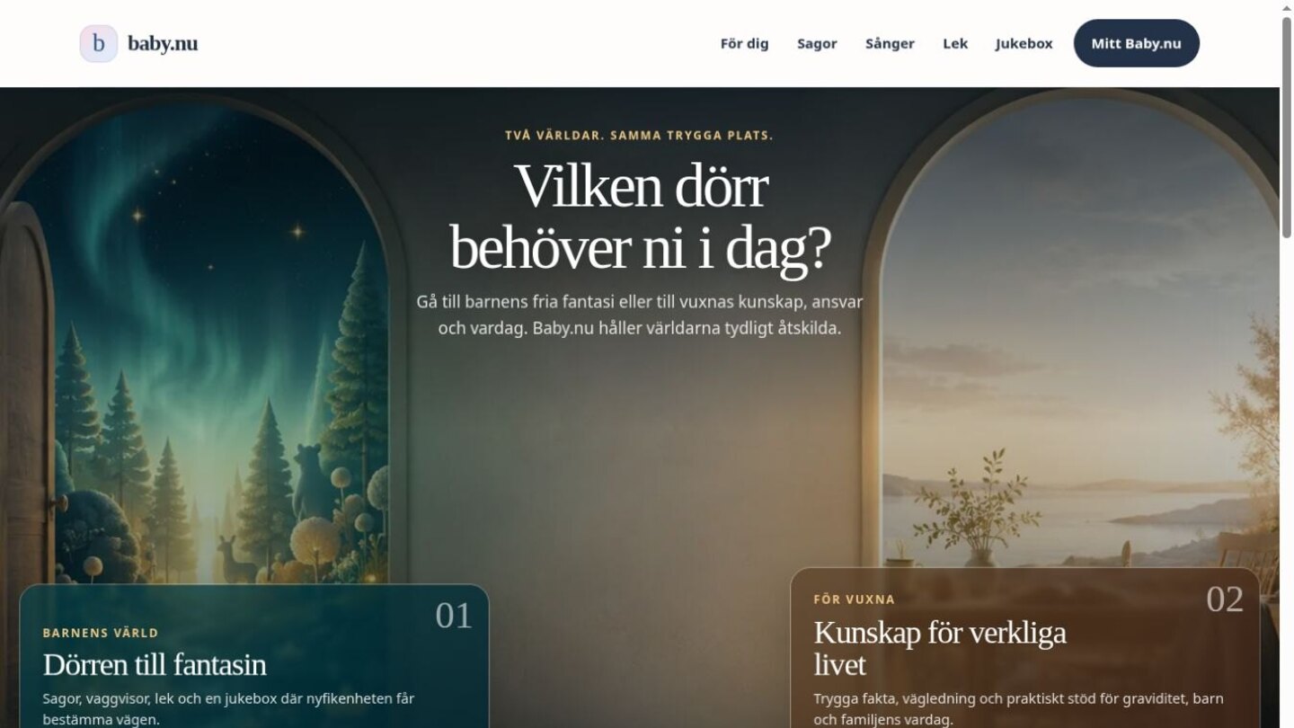 Förstasidan på Baby.nu