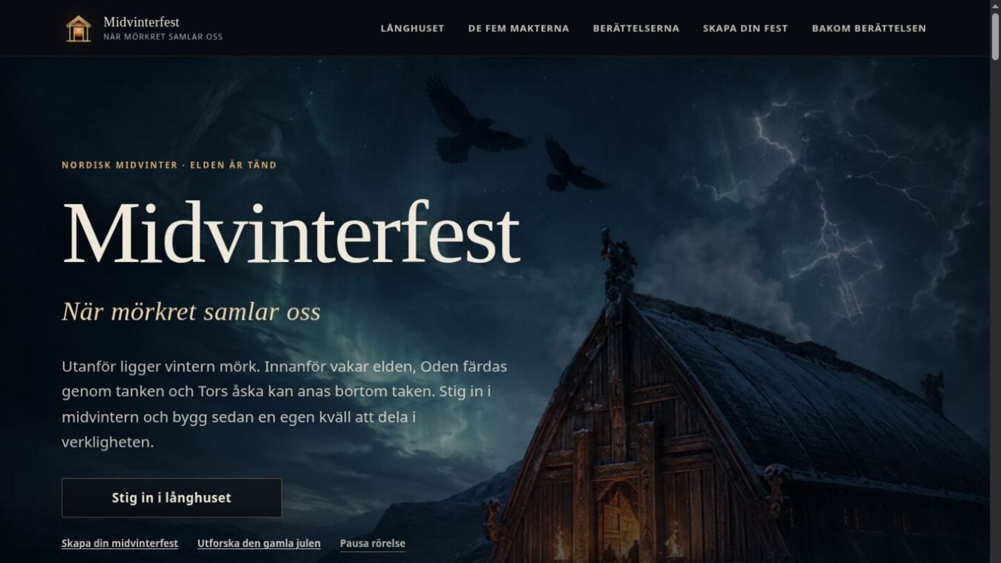Förstasidan på Midvinterfest.se