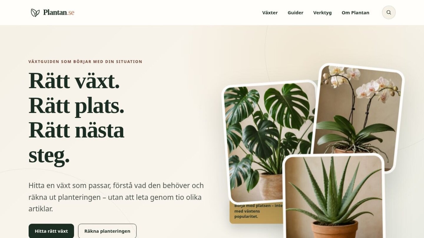 Förstasidan på Plantan.se