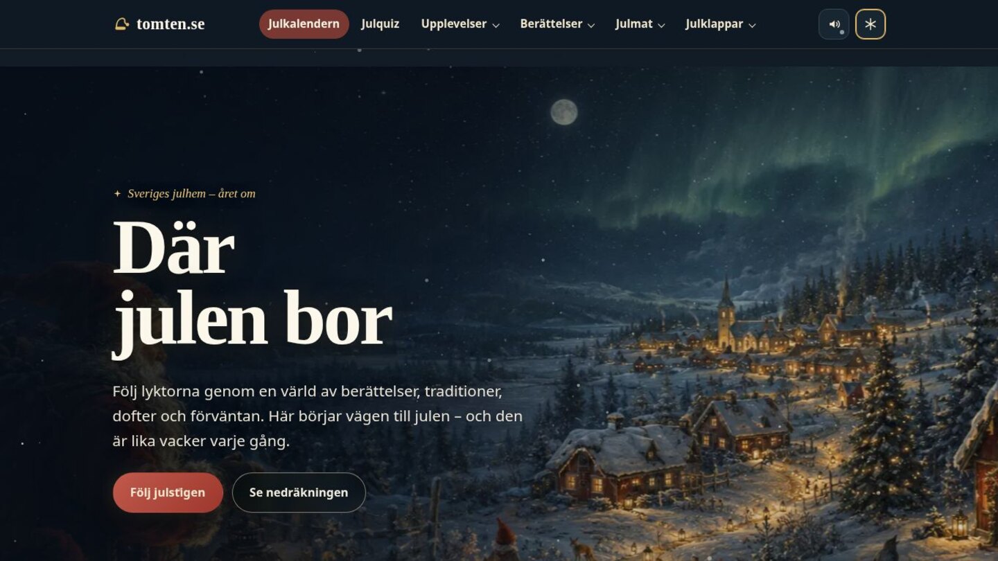 Förstasidan på Tomten.se